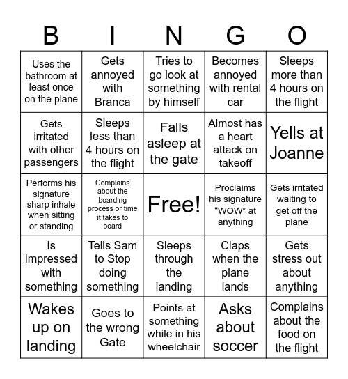 Frank Santos in the Airport Bingo Card