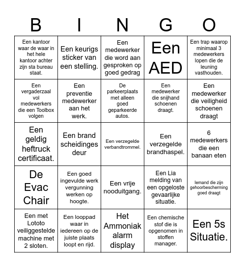 Week van de veiligheid Foto Bingo Card