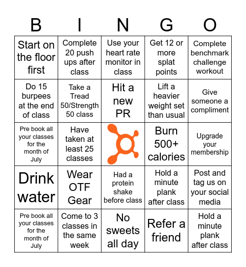 OTF Bingo in July 2025 Bingo Card