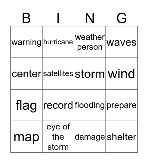 Science bingo Card