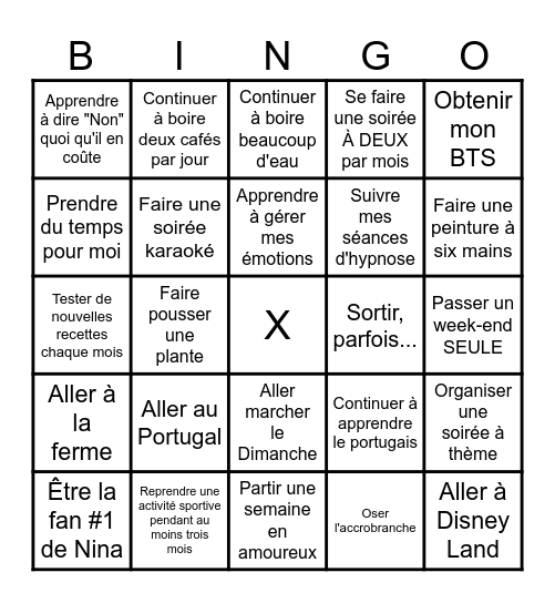 Bingo de mes 28 ans Bingo Card