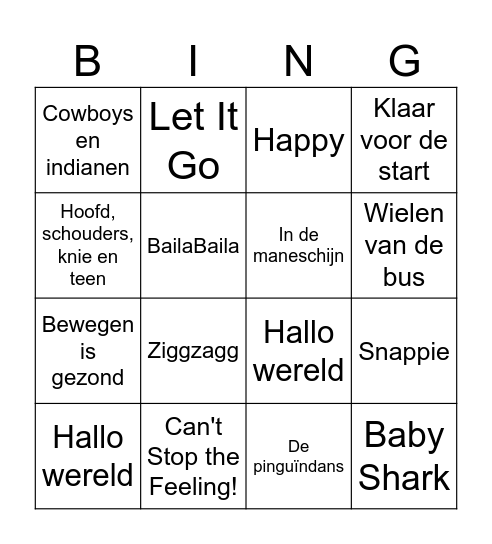 Muziekbingo Card