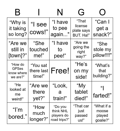 Saying bingo Card