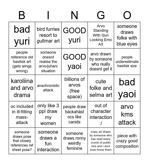 filurig artfight Bingo Card