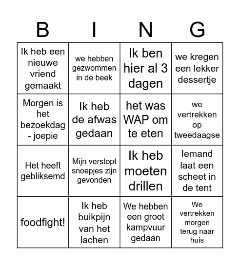 Kamppingo Bingo Card