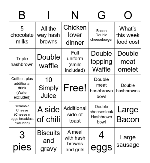 Upsell Bingo Card
