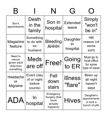Callin Bingo Card