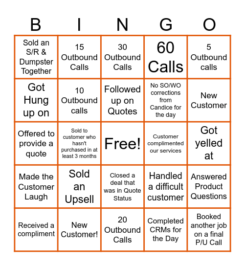 J Bar Bingo Card