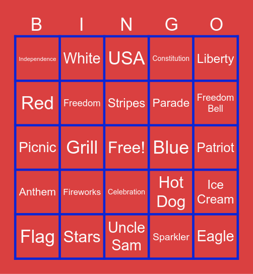 4th of July Bingo Card