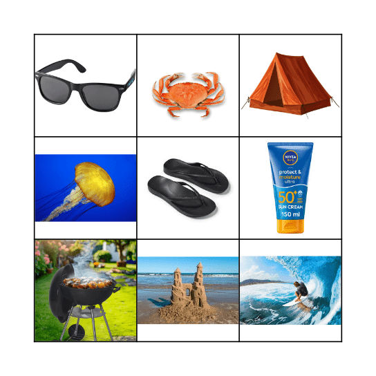 Summer Holidays Bingo Card