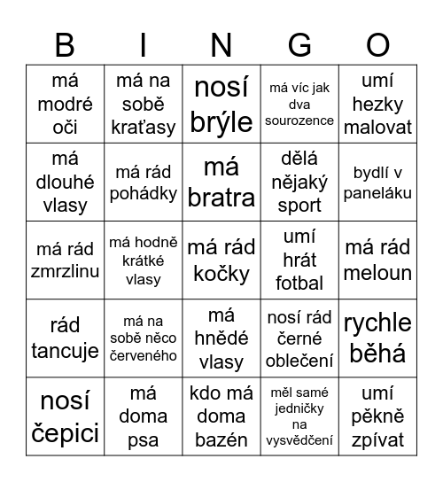 NAJDI NĚKOHO KDO... Bingo Card
