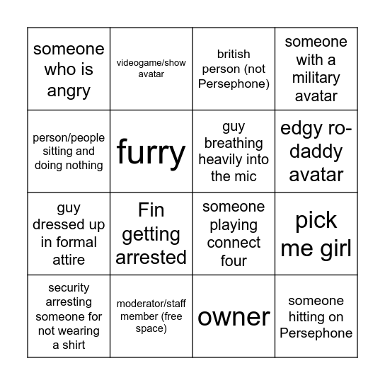 Habitat 84 Bingo Card