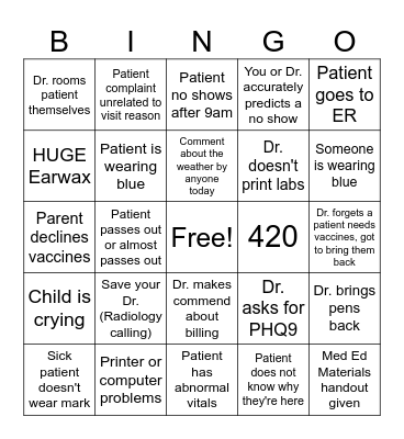 FMC Bingo Card