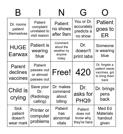 FMC Bingo Card