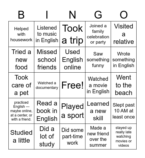 Untitled Bingo Card