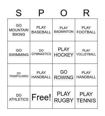 SPORTS Bingo Card