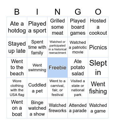 How American Are We! Bingo Card