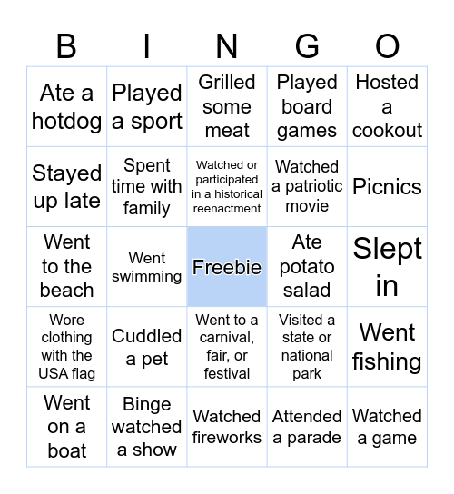 How American Are We! Bingo Card