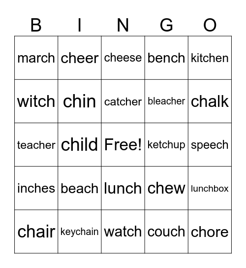 Ch Bingo Card