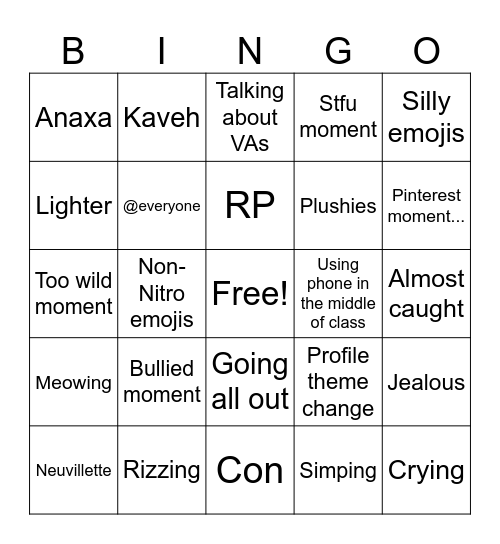 Damien bingo Card