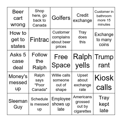 Duty Free Bingo Part 1 Bingo Card