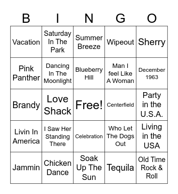 Summertime Fun Bingo Card