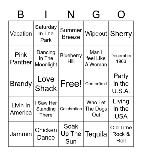 Summertime Fun Bingo Card