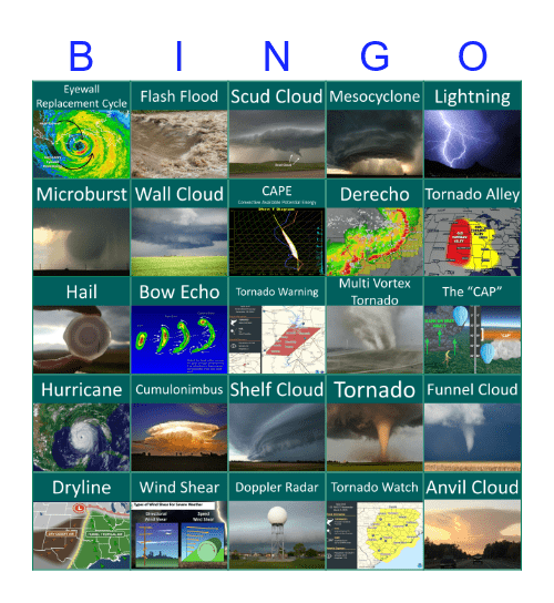 Severe Weather Bingo Card
