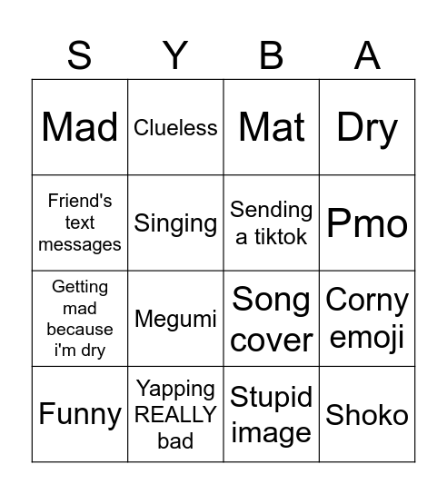 Bri bingo Card