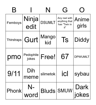 Absolute brainrot Bingo! Bingo Card