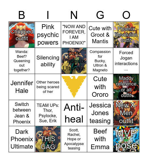 JEAN GREY/PHOENIX IN RIVALS Bingo Card
