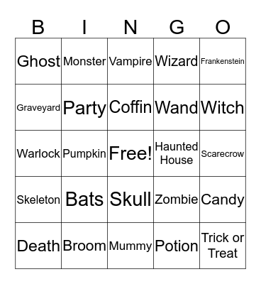 Halloween Bingo Card