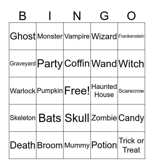 Halloween Bingo Card