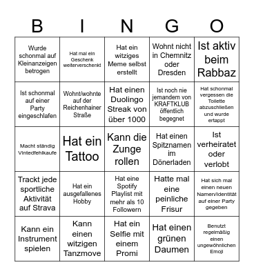 Kennlern Bingo Card