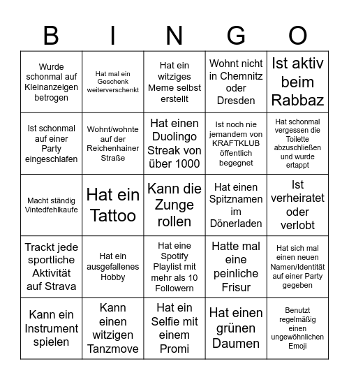 Kennlern Bingo Card