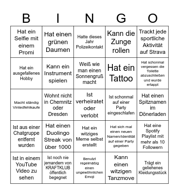 Kennlern Bingo Card