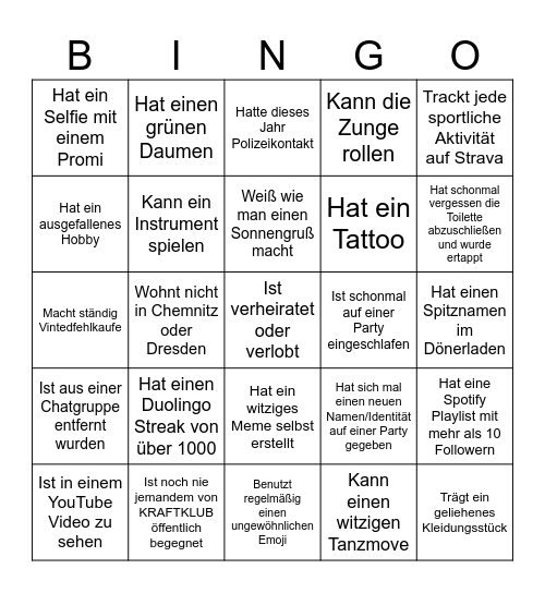 Kennlern Bingo Card