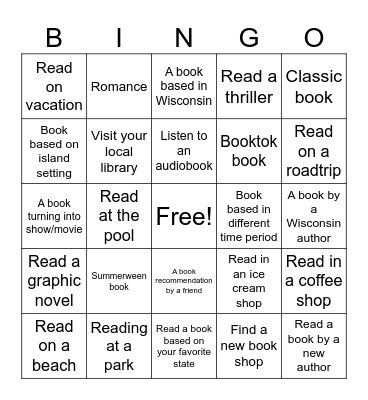 July Summer Bingo Card