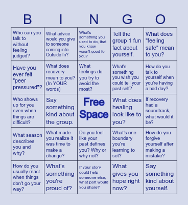 Recovery BINGO :) Bingo Card