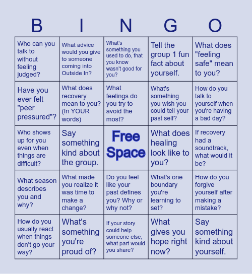 Recovery BINGO :) Bingo Card