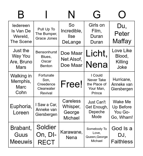 Festivalletje Bingo Card