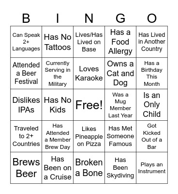 MUG MEMBER BINGO Card