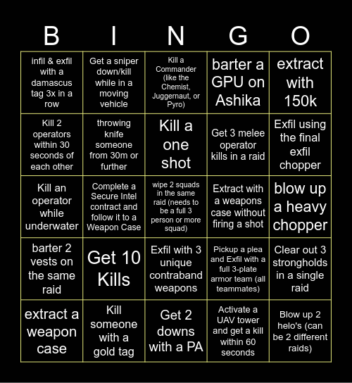 DMZ BINGO Card