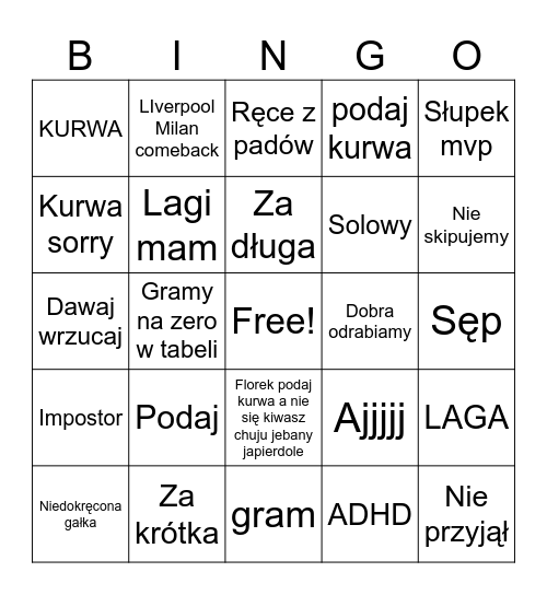 Rematch Bingo Card