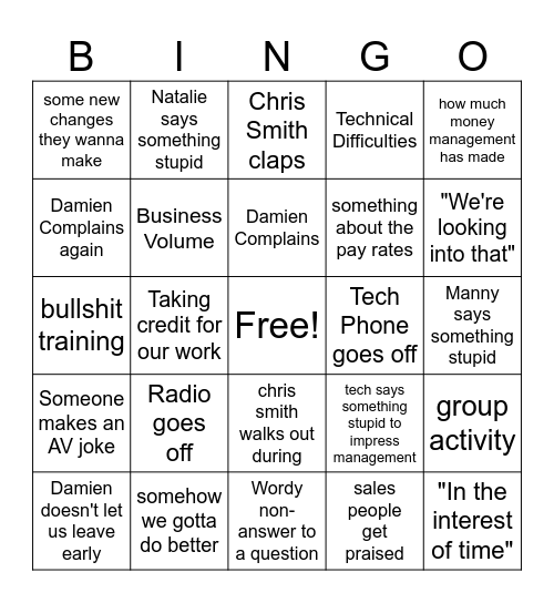 Meeting Bingo Card