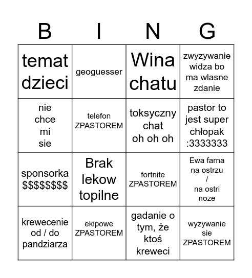 Emerytka classic bingo Card