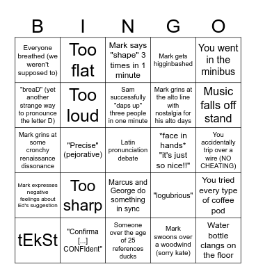 Pembroke album bingo 2025 Bingo Card