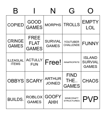 Bloxd.IO Bingo Card
