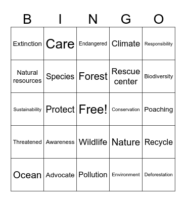 Animal Week Bingo Card