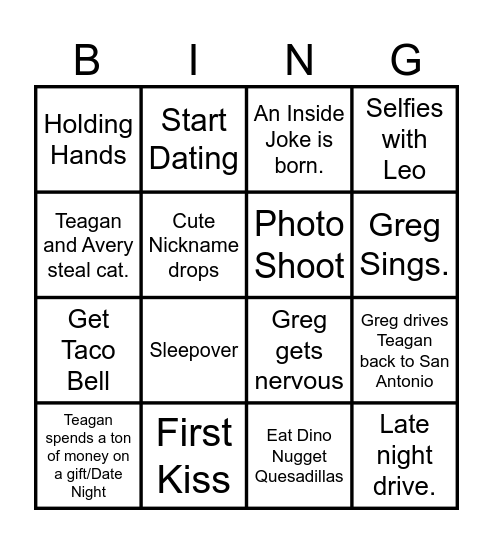 Da Week Bingo Card